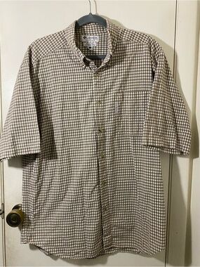 Columbia Men's Plaid Button-Up Shirt - Cream & Brown